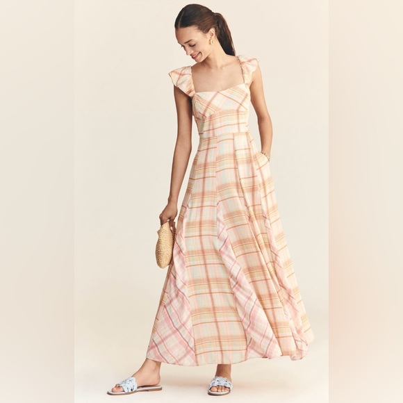 Anthropologie Dresses & Skirts - Anthropologie Pastel Plaid Midi Dress in Pink and Peach